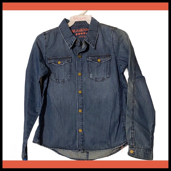 NWT BLANKNYC GIRLS’S Sz 10 Cotten snap Denim Shirt - Picture 9 of 9